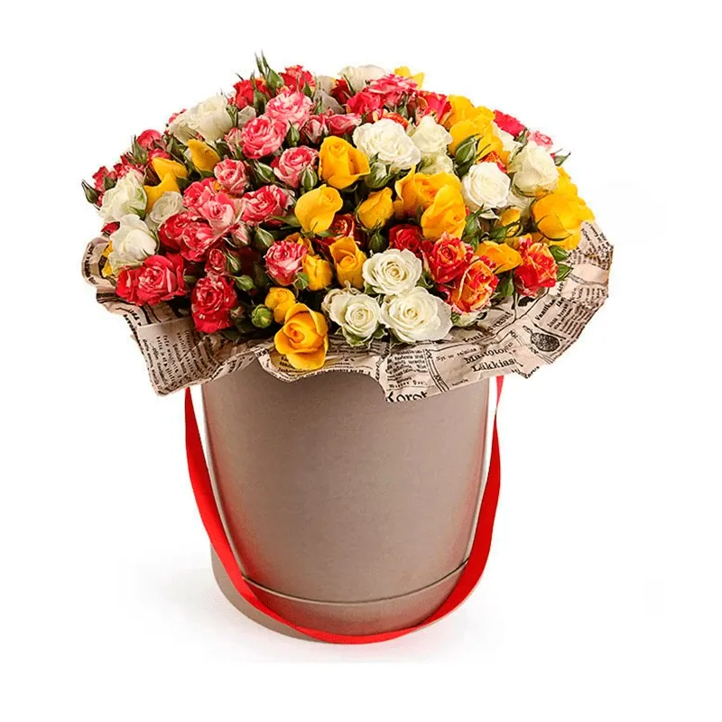 Цветы в коробке «Яркий момент»